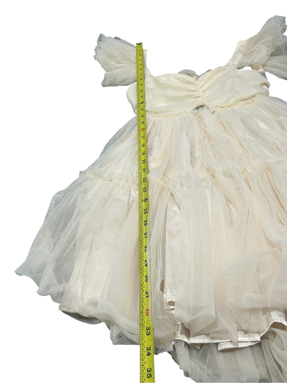 MABLE Mini Dress Mesh Tier Tulle Ruffle in Cream Size M Whimsical Fairycore NWOT - Picture 9 of 11